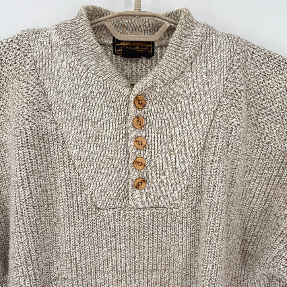 Eddie Bauer Mens Vintage 90's Cotton Rag Henley Sweater Size Large Tall Y2K - Picture 2 of 6